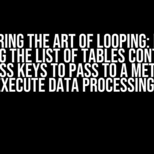 Mastering the Art of Looping: How to Looping the List of Tables Containing Business Keys to Pass to a Method to Execute Data Processing?